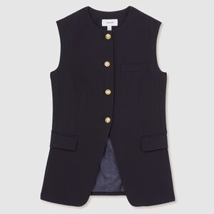 Reiss Black Vest with Gold Buttons
